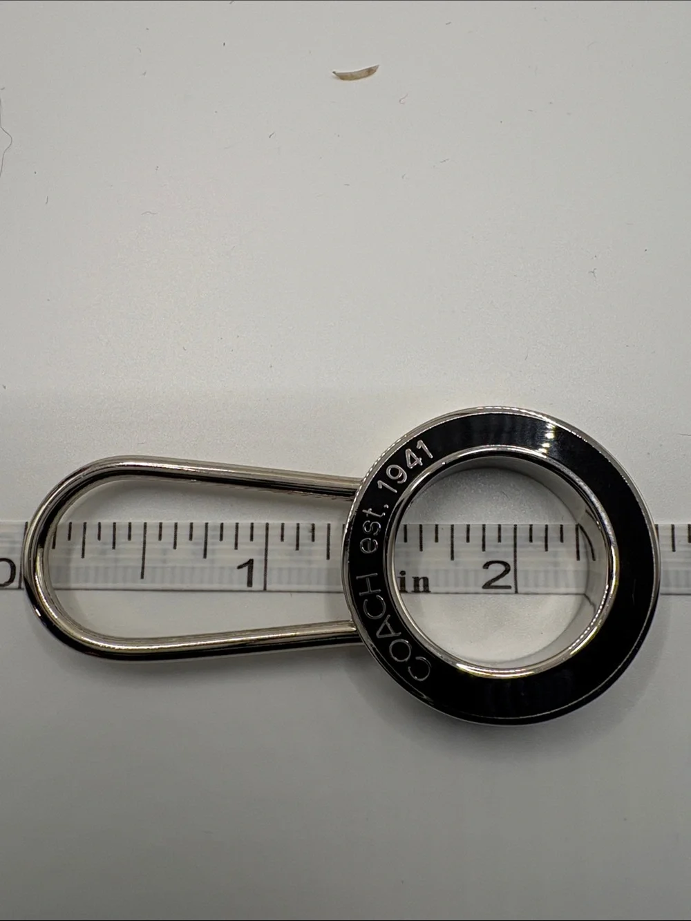 Coach Black and Silver Enamel Ring Key Holder - COACH est. 1941